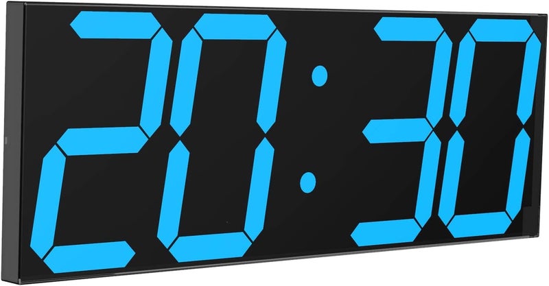 CHKOSDA LED Large Digital Wall Clock, Oversize Wall Clock with 6â€ Numbers, Remote Control Count up/Countdown Timer Clock, Auto Dimmer, Big Calendar and Thermometer(Ice Blue) - Image 1